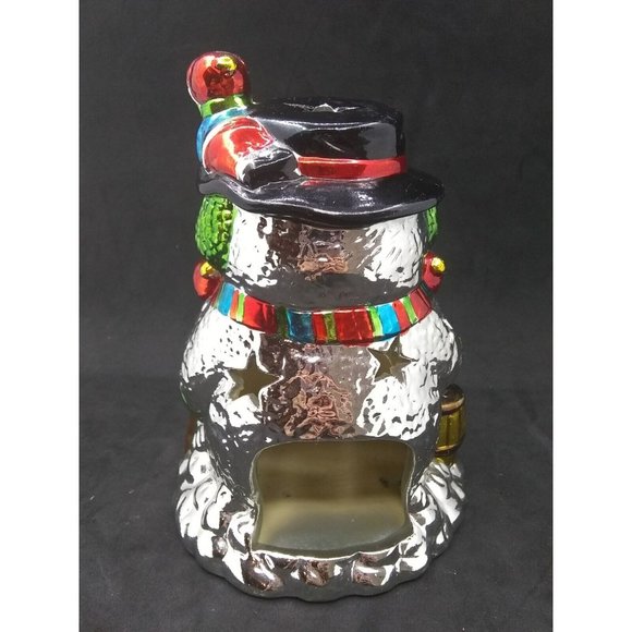 Vintage unique metallic radko pacconi style snowman children votive candle - Picture 5 of 12